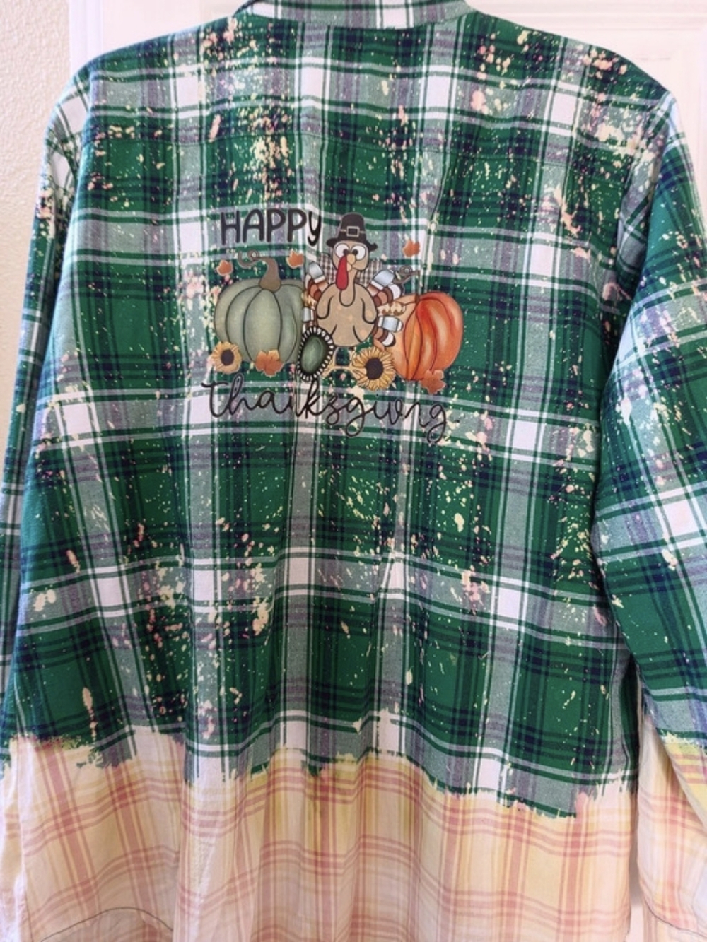 Southern Bliss Plaid Bleach-Splatter Shirt XL